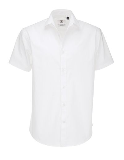 Men's Poplin Shirt Black Tie Short Sleeve