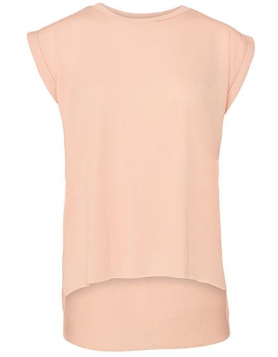 Women`s Flowy Muscle Tee with Rolled Cuff