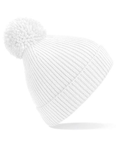 Engineered Knit Ribbed Pom Pom Beanie