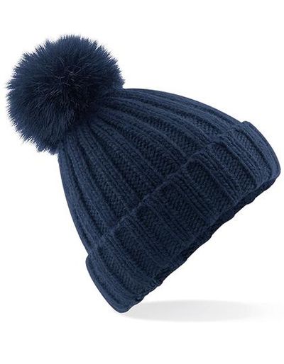 Verbier Faux Fur Pop Pom Chunky Beanie