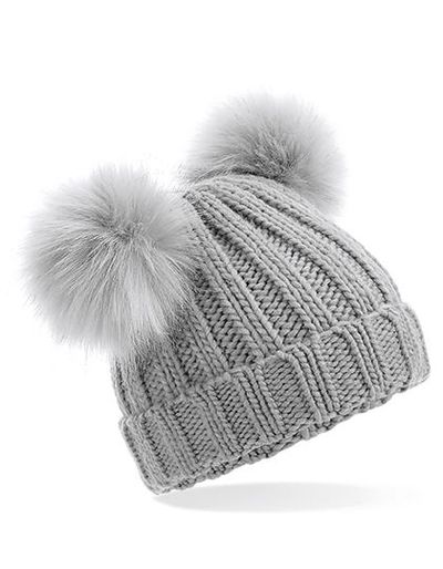 Infant Faux Fur Double Pom Pom Beanie