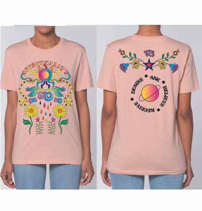 Monoki Tee shirt SPIRITUALITY creator heather neppy pink