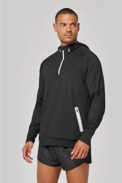 Sweat-shirt à capuche 1/4 zip sport unisexe