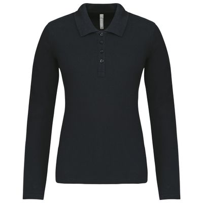 Polo piqué manches longues femme