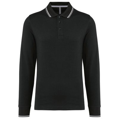 Polo maille piquée manches longues homme