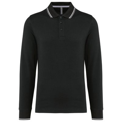 Polo maille piquée manches longues homme