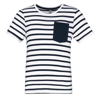 T-shirt rayé marin avec poche manches courtes enfant