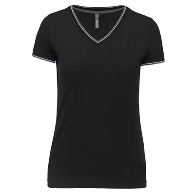 T-shirt maille piquée col V femme