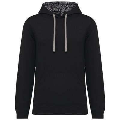 Sweat-shirt à capuche contrastée à motifs unisexe