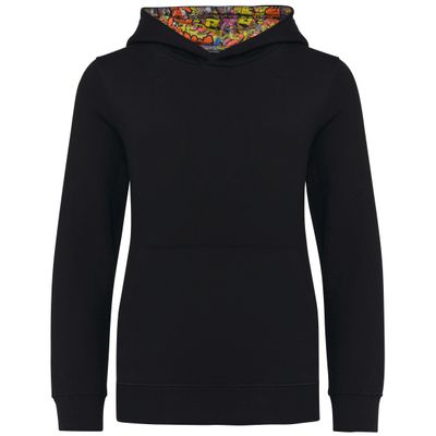 Sweat-shirt à capuche contrastée à motifs enfant unisexe