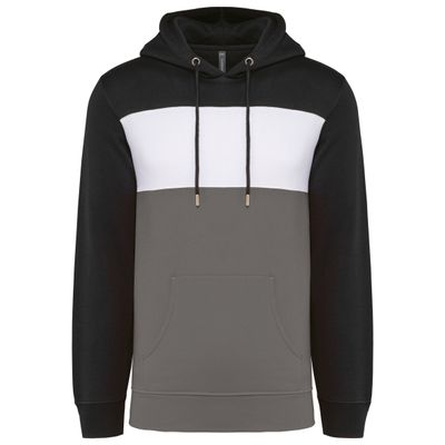Sweat-shirt tricolore à capuche unisexe