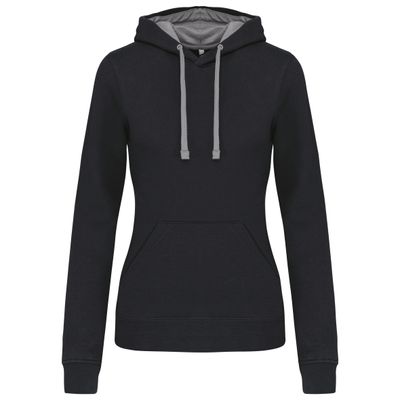 Sweat-shirt capuche contrastée femme