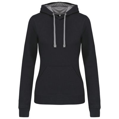 Sweat-shirt capuche contrastée femme