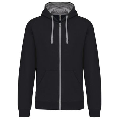 Sweat-shirt zippé capuche contrastée