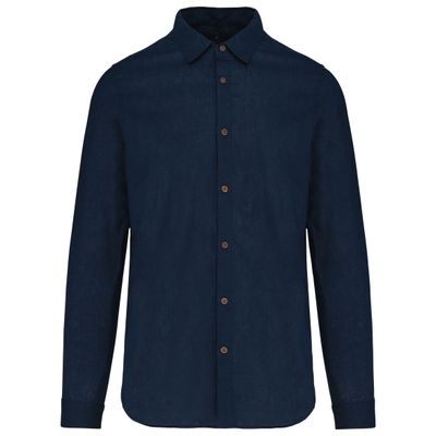 Chemise lin et coton manches longues homme