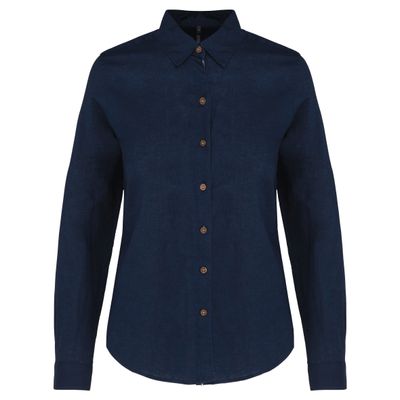 Chemise lin et coton manches longues femme