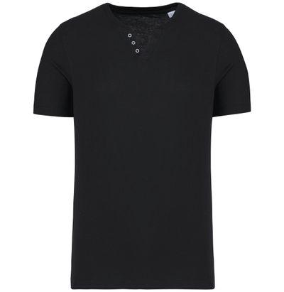 T-shirt écoresponsable henley manches courtes homme - 140 g