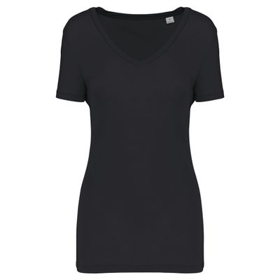 T-shirt Lyocell TENCEL™ col V manches courtes femme - 145 g