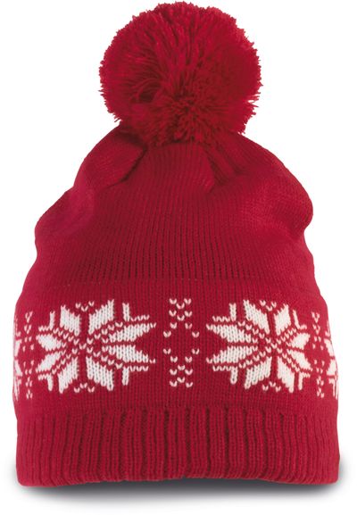 Bonnet de Noël tricoté motif étoiles