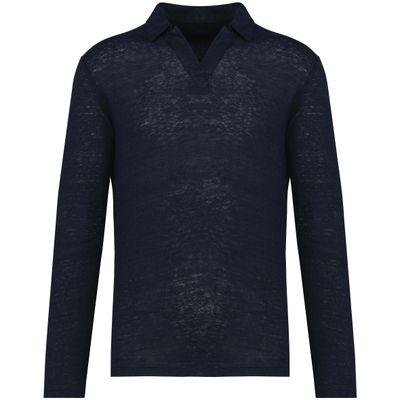 Polo manches longues en lin homme