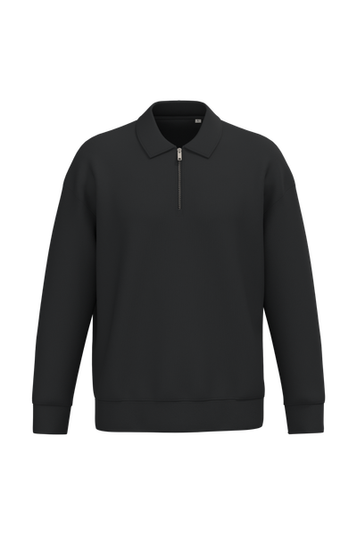 Sweat-shirt écoresponsable quart zip col polo à épaules tombantes unisexe Native Spirit