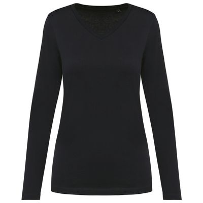 T-shirt Supima® col V manches longues femme