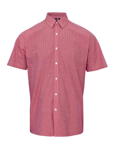 Men's Microcheck (Gingham) Short Sleeve Cotton Shirt