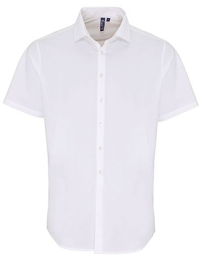 Men's Stretch Fit Poplin Short Sleeve Cotton Shirt