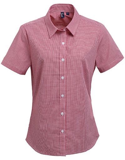 Women's Microcheck (Gingham) Short Sleeve Cotton Shirt