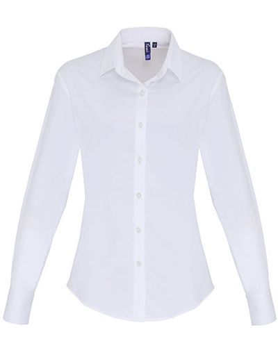 Women's Stretch Fit Poplin Long Sleeve Cotton Shirt