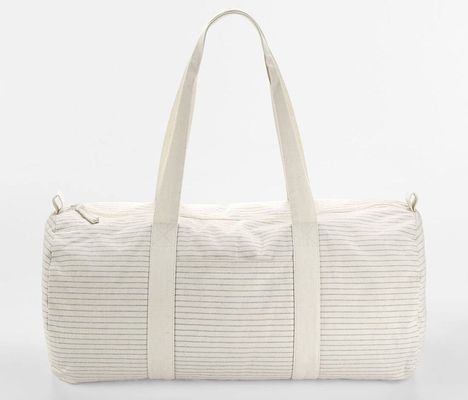 STRIPED ORGANIC COTTON BARREL BAG