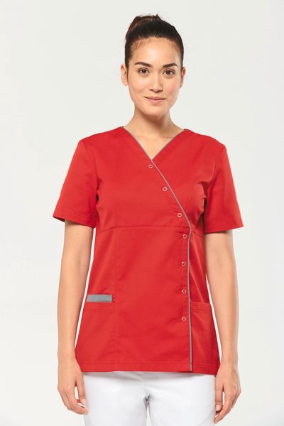 Blouse polycoton avec boutons-pression femme