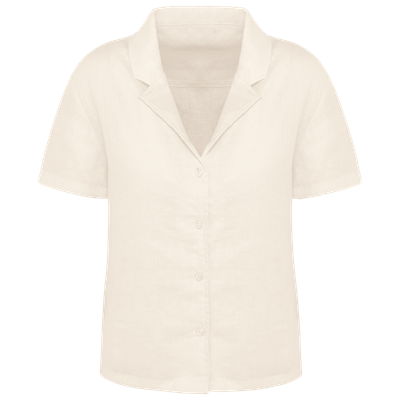 Chemise à col bowling manches courtes en lin femme Spasso