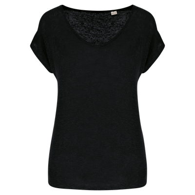 T-shirt col V en lin femme Spasso