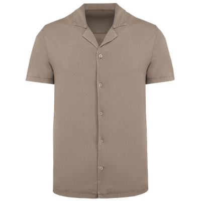 Chemise écoresponsable à col bowling délavée en jersey manches courtes homme Spasso