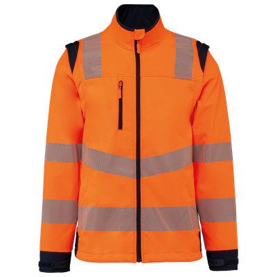 Veste softshell de sécurité recyclée avec manches détachables unisexe WK. Designed To Work