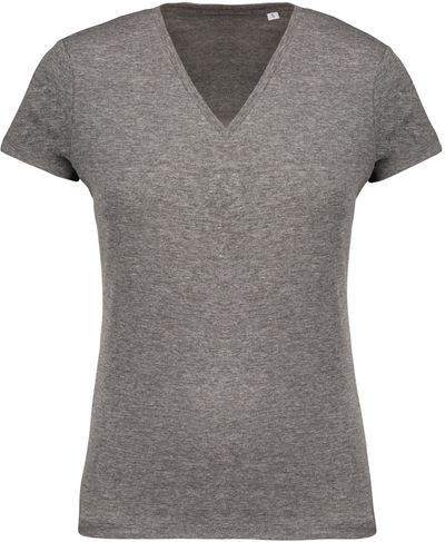 T-shirt coton Bio col V femme