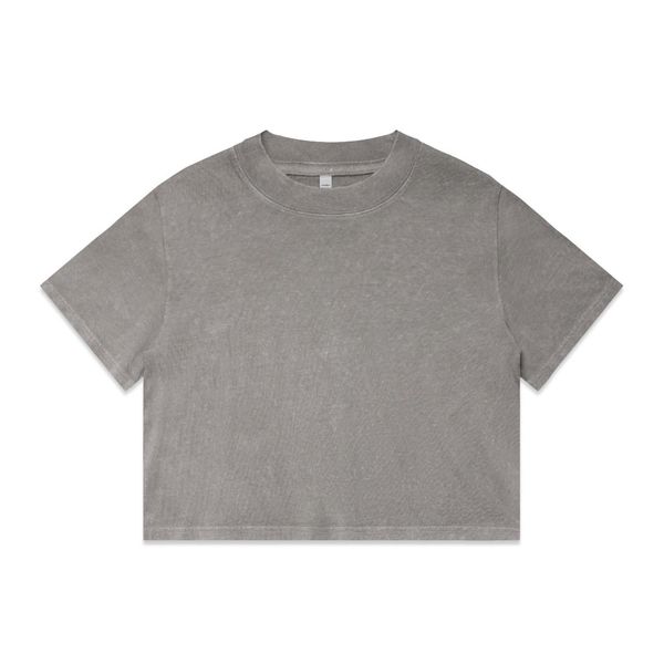 Wo's Stone Wash Heavy Crop GREY STONE AS Colour