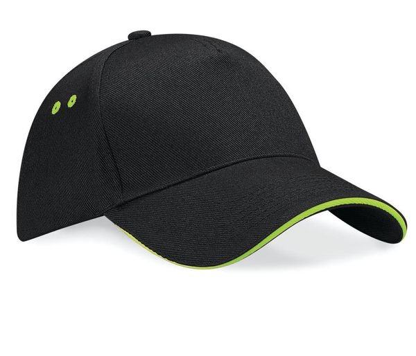 ULTIMATE 5 PANEL CAP SANDWICH PEAK Black / Lime BEECHFIELD