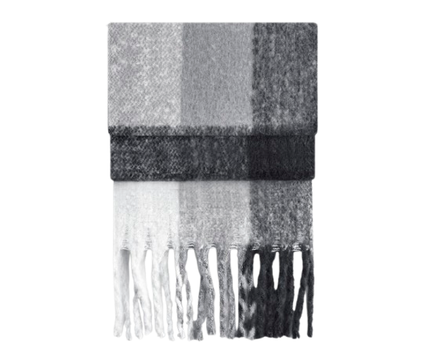 FLUFFY CHECK SCARF Grey Check BEECHFIELD