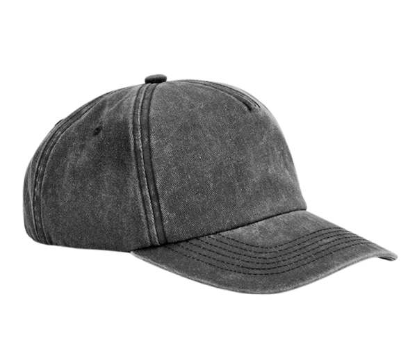 RELAXED 5 PANEL VINTAGE CAP Vintage Black Beechfield