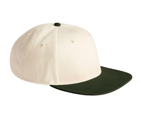 CONTRAST FLAT PEAK 6 PANEL CAP Natural / Dark Olive BEECHFIELD