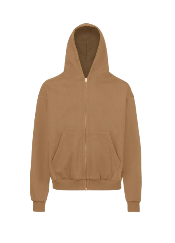 Oversized Zipped Hoodie Camel GRAMMA