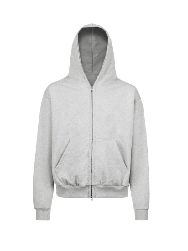Oversized Zipped Hoodie Light Grey GRAMMA