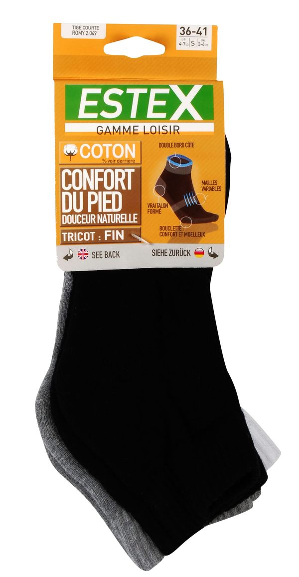 Chaussettes courtes Romy Pack de 3 paires BLANC / NOIR / Grey Estex
