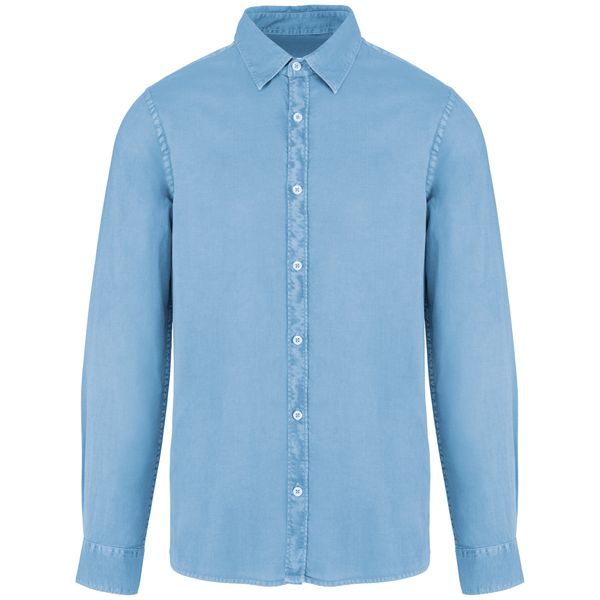 Chemise délavée en coton twill homme - 135g Washed Cool Blue Native Spirit