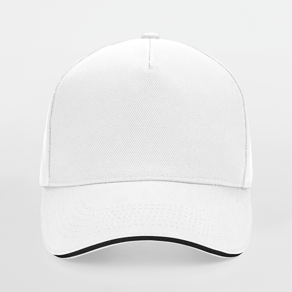 Casquette homme Ultimate à 5 panneaux sandwich contrasté White / Black Beechfield