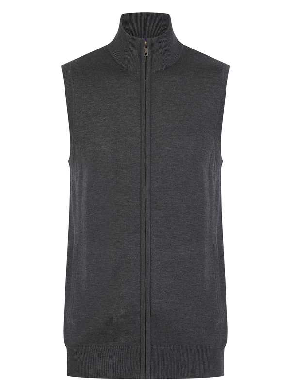 Pull zippé sans manches pour homme Grey Marl Henbury