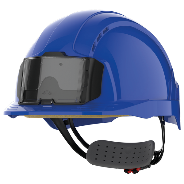 Casque de sécurité EVOLite® avec porte badge, ventilé, serrage crémaillère Blue JSP