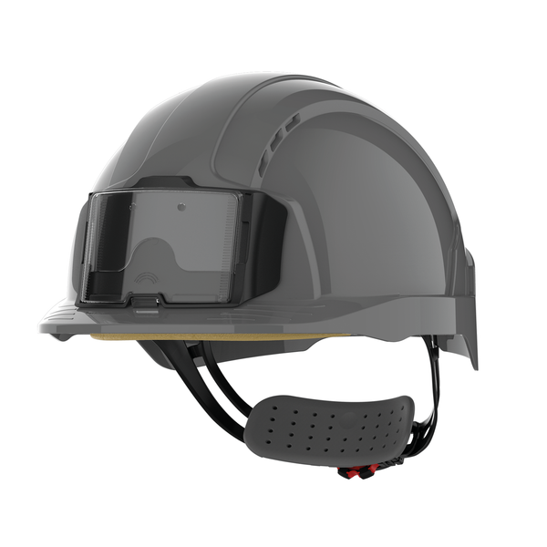 Casque de sécurité EVOLite® avec porte badge, ventilé, serrage crémaillère Grey JSP